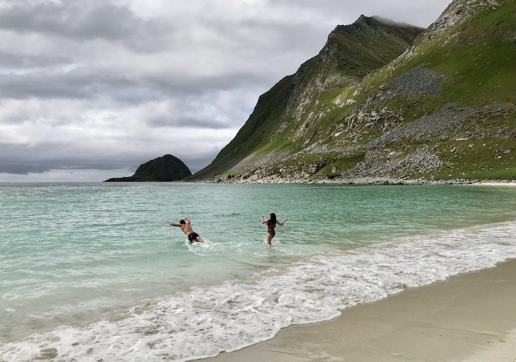 Haukland Beach, Lofotens Islands Haukland Beach Swimming, Lofotens